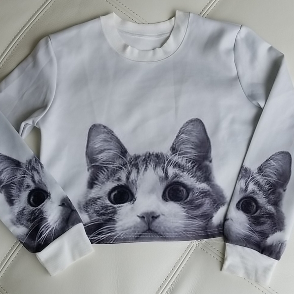 Cat dark and white shirt